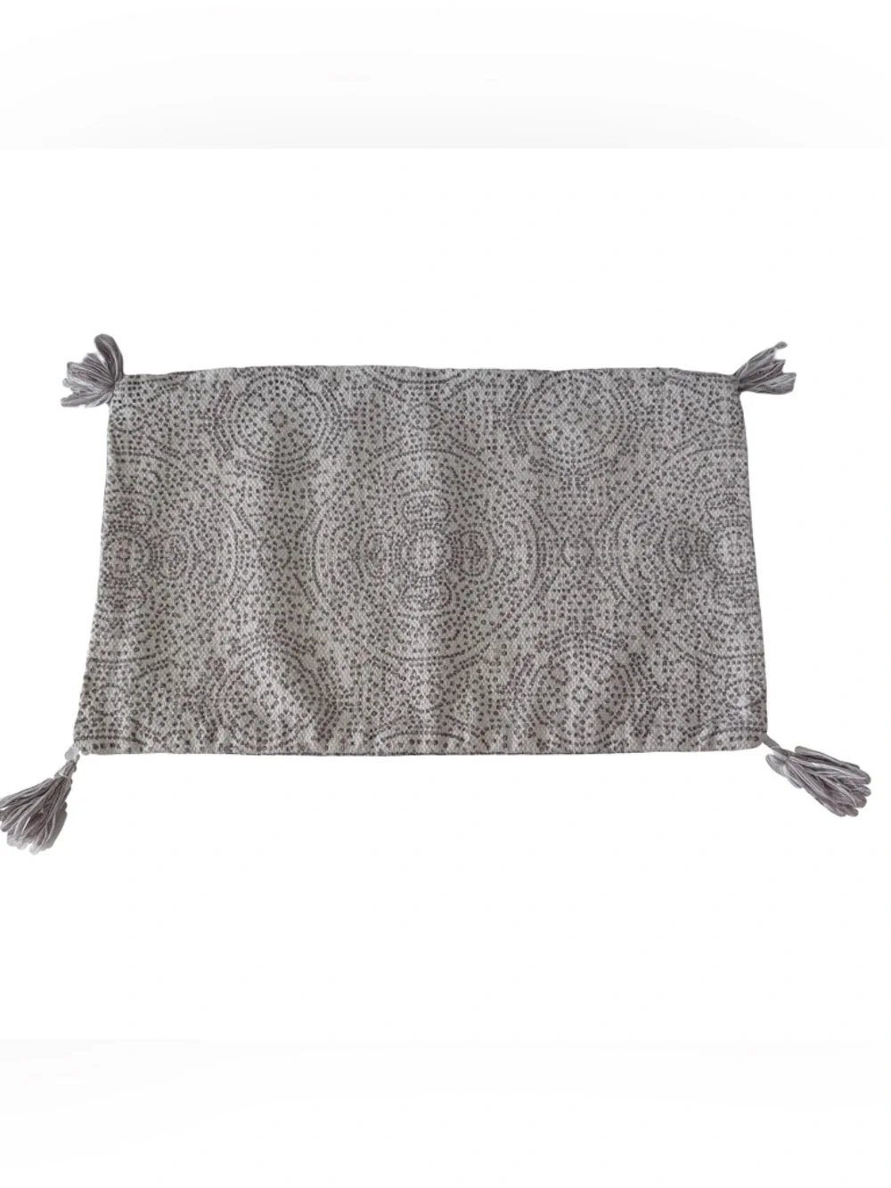Boho pillow cover‎ heavy woven cotton tassels farmhouse neutral lumbar 26” x 15”